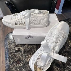 Lace and satin wedding sneakers